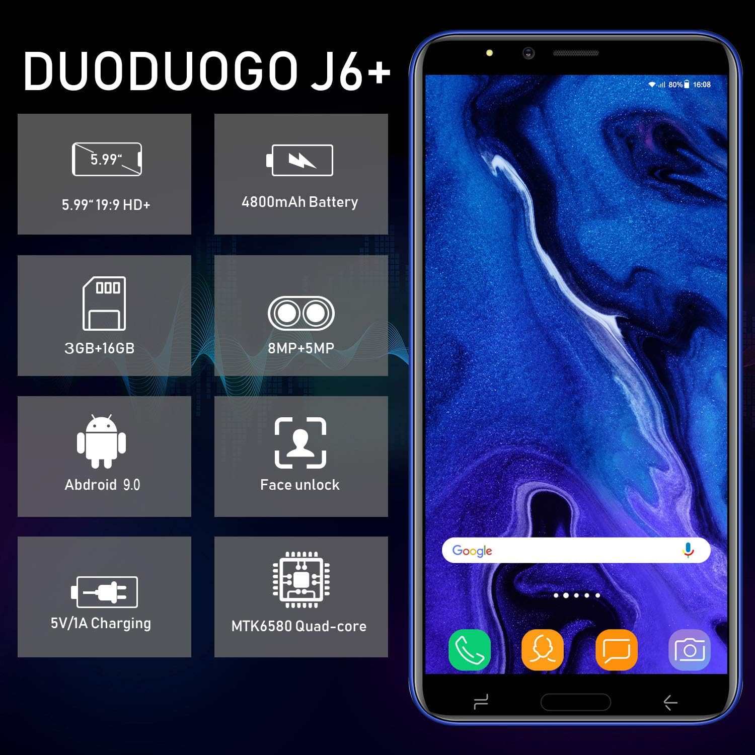 DUODUOGO J6+ Key Features Infographic