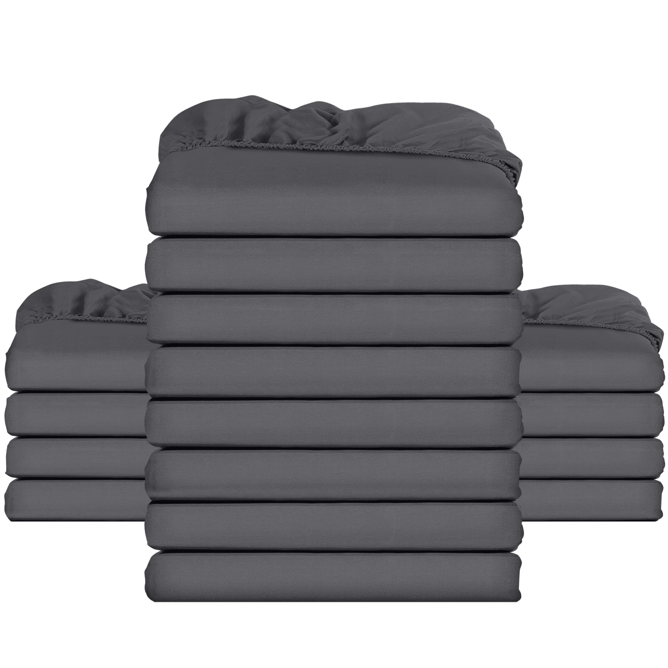 Utopia Bedding Grey Fitted Sheet - Deep Pocket 14 Inch (35 Cm) - Easy Care Soft Brushed Microfibre Fabric - Wrinkle, Shrinkage And Fade Resistant (Bulk Pack Of 16) (Super King, )