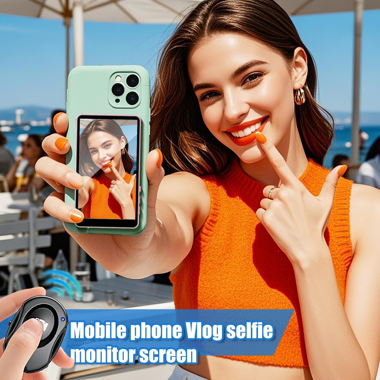 Monitor per Autoscatti Vlog Monitor Selfie Senza Fili con Registrazione | Accessorio Magnetico Per Smartphone Per Casa Viaggio Interni Esterni