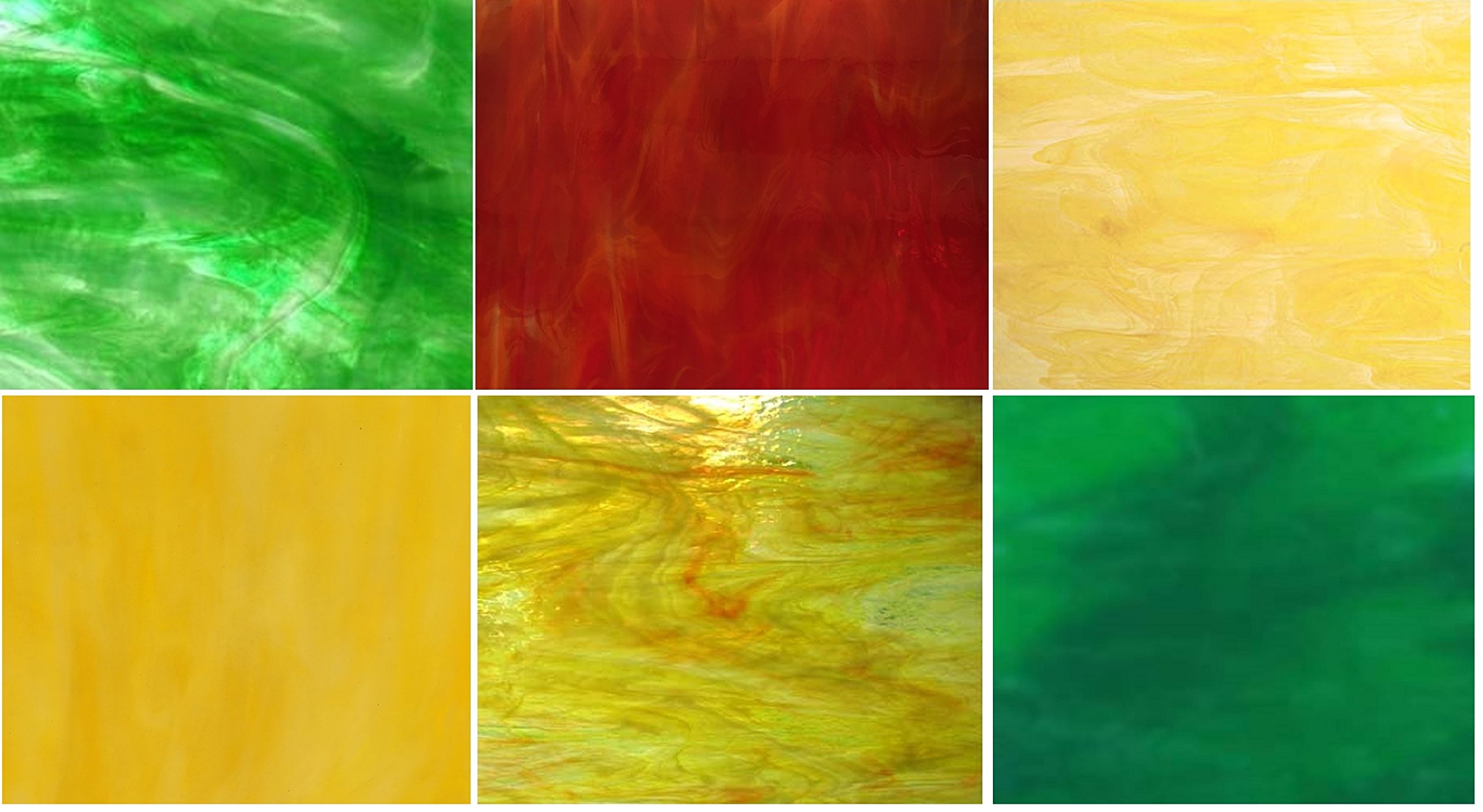 Spring Color - 6 Stained Glass Sheet Pack (Spectrum & Wissmach Glass)