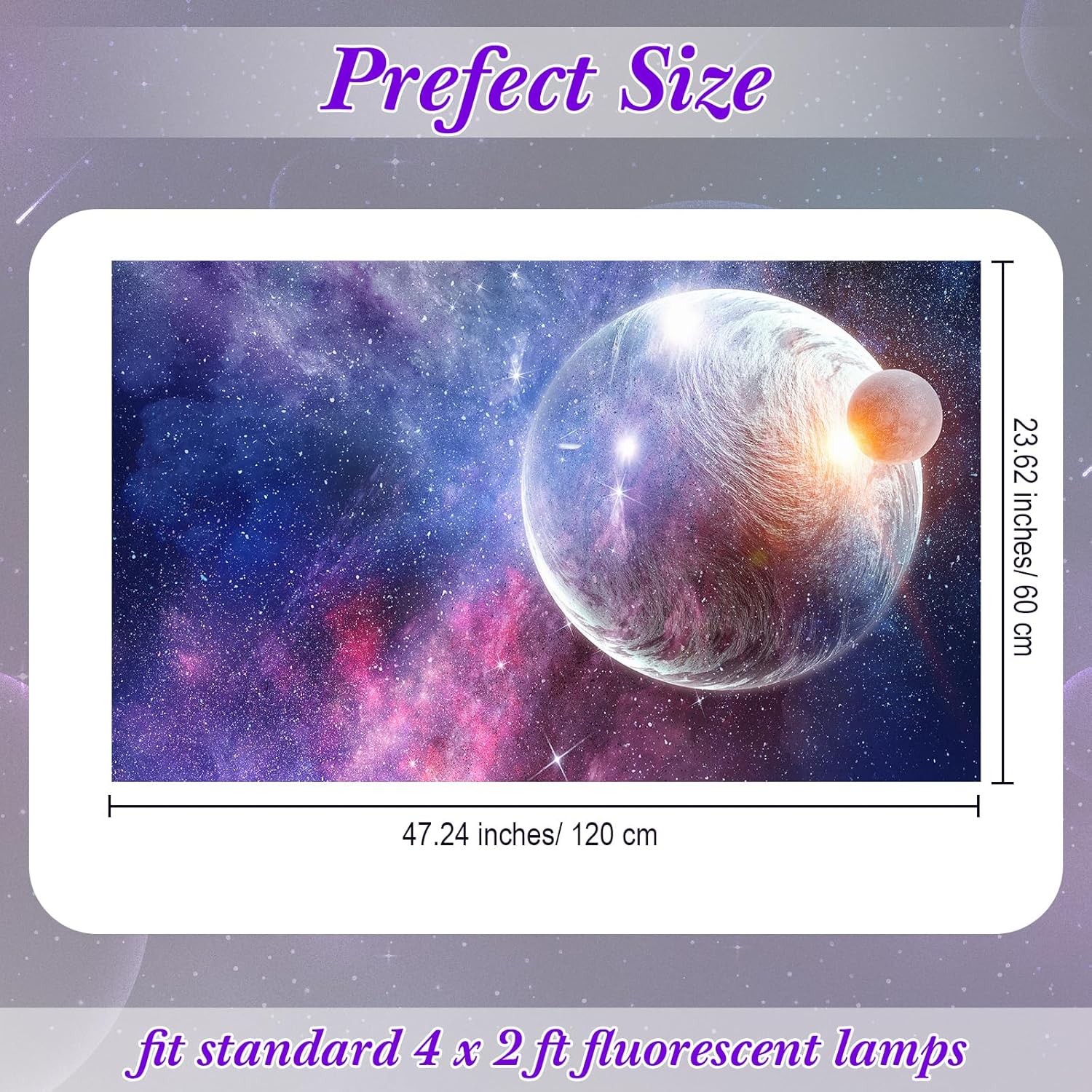VIHOSE 6 Pcs Fluorescent Light Covers for Ceiling Lights Classroom Magnetic Light Covers Classroom Filters Office School Drop Ceiling, 4 x 2 ft(Galaxy)