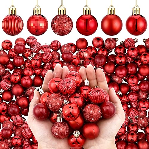 Miniatura 1 de Shappy 216 adornos de mini bola de Navidad de 1.18 pulgadas, decoración de árbol de Navidad, 6 estilos, bolas pequeñas de Navidad inastillables con