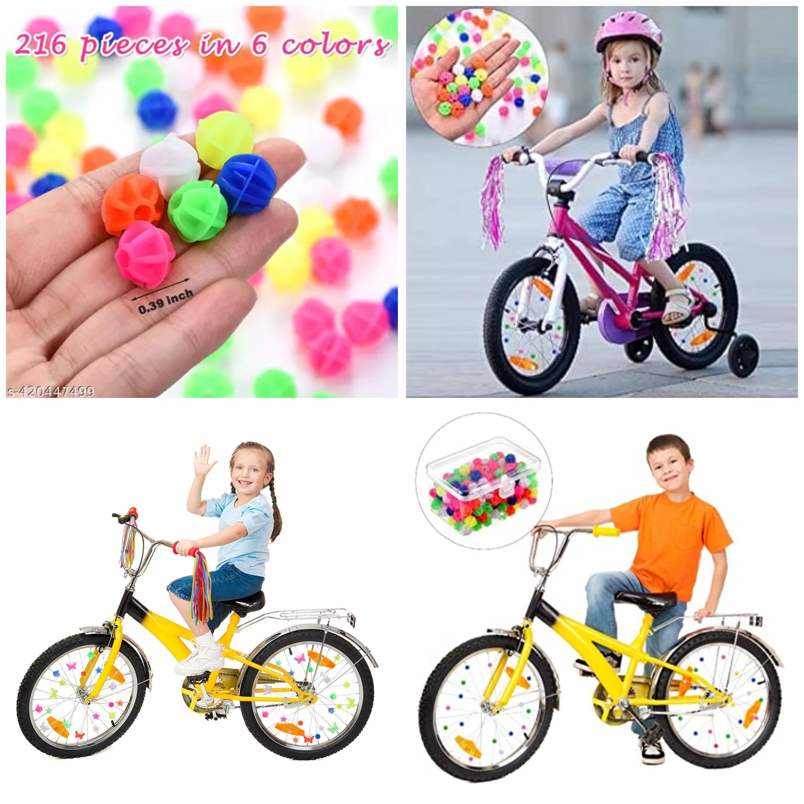 CYIDER 250 Pcs Multi-Color Plastic Bicycle Spoke Beads – Wheel Spoke Clip Decorations,Cycle moti Beads