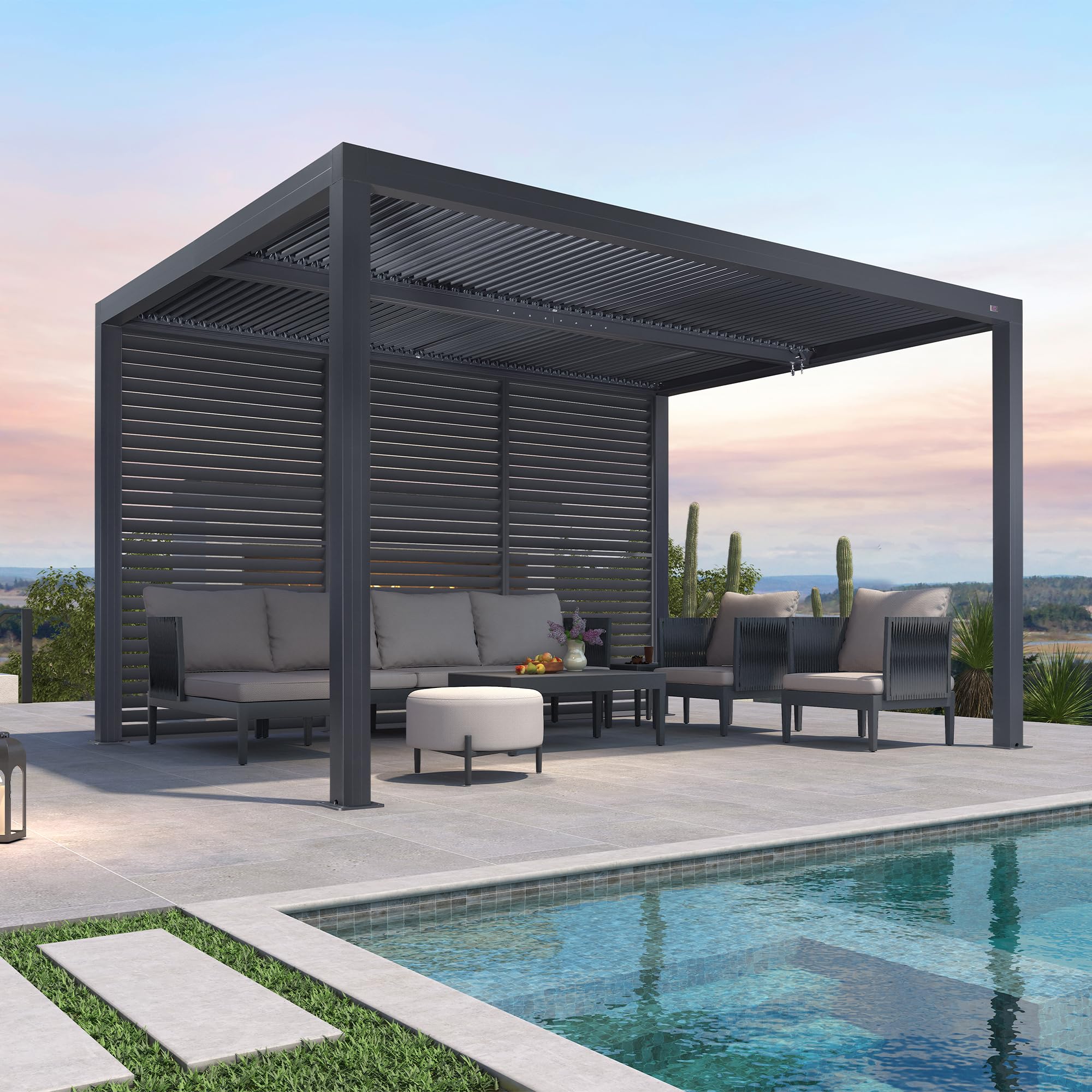 Amazon.com: PURPLE LEAF Louvered Pergola 94AS 11' x 13' Outdoor