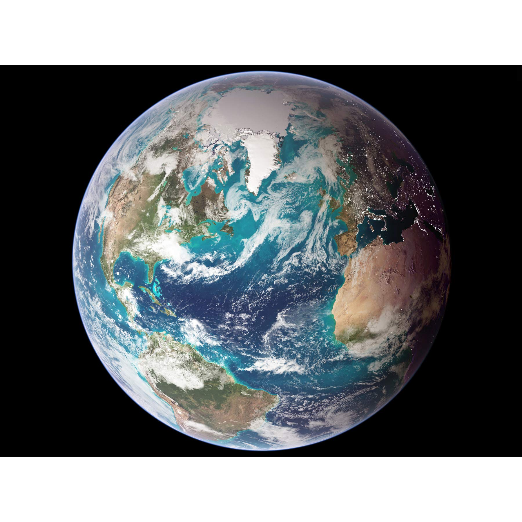 Artery8 Blue Marble Earth Western Hemisphere Photograph Premium Wall Art Canvas Print 18X24 Inch