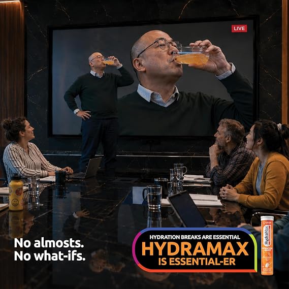 UPSA HydraMax Boost Electrolytes Hydration Tablets Natural Orange Effervescent Hydrating with 4 Essential Electrolytes Vitamin C, B3, Zinc & Caffeine, Daily Hydration Mix Support 16 Count