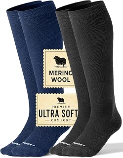 Merino Wool Compression Socks 15-20 mmHg Graduated Support 2 Pairs
