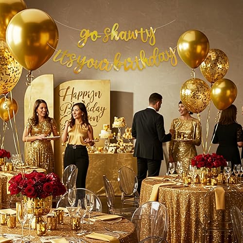 Miniatura 177 de BEISHIDA Cartel Purple Go Shawty It's Your Birthday - No DIY - Cartel de feliz cumpleaños con purpurina con temática de hip hop, pre-encordado