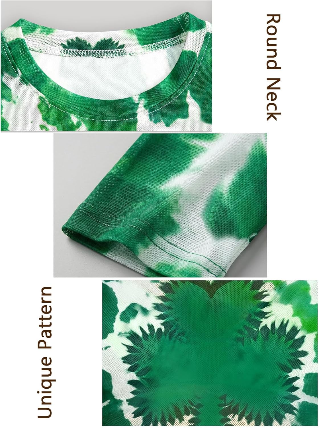 Womens Mesh Long Sleeve St Patricks Day Tops See Through St Pattys Shirt Round Neck Y2k Shamrock Clover Graphic Tees - Image 5