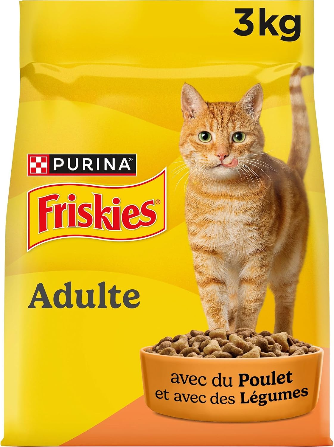 FRISKIES | Kot | Kompletne karmy dla dorosłych kotów | Z kurczakiem i warzywami | Pełnoziarnista karma bogata w witaminy i minerały | Torba | 3 kg