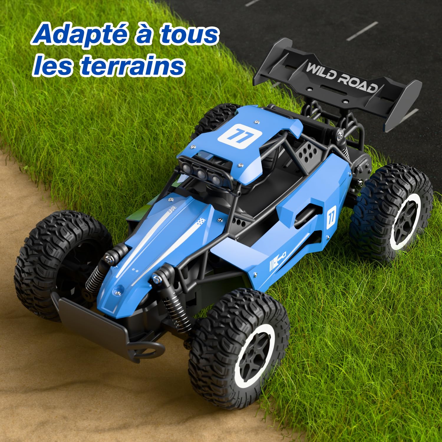 Joellfuner Voiture Télécommandée 1:16 Tout Terrain 2.4GHz - Buggy RC 20KM/H Avec LED Pour Enfants