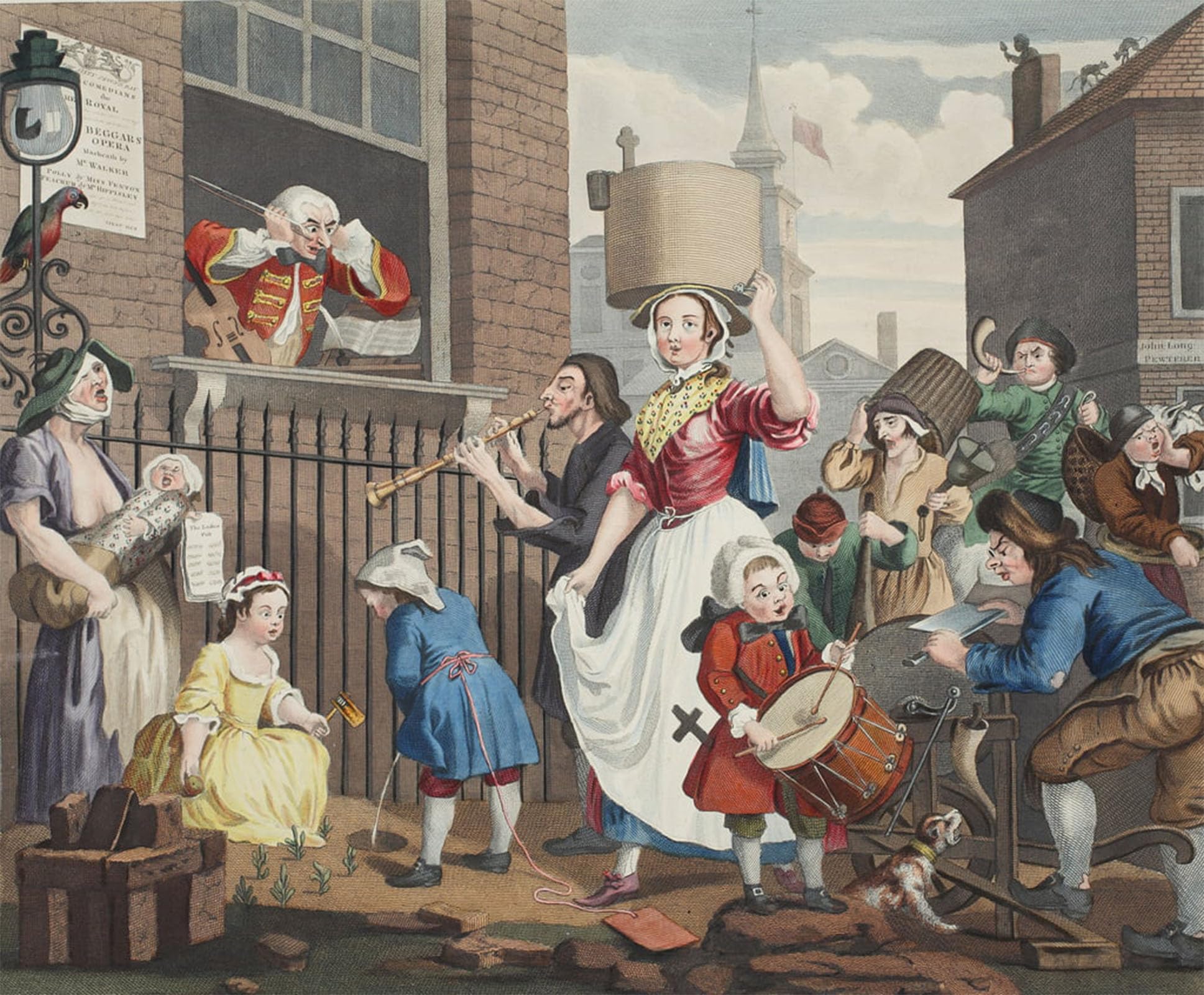 ARTXLXXBN Famous Prints Artwork Pictures Poster Painting Art the Enraged Musician by William Hogarth Artwork Landscape Pictures for Home Decor 60x90cm