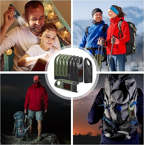 Miniatura 7 de Leelosp Linterna de manivela de mano de 9 piezas, linterna solar para emergencias, dínamo, luz LED de supervivencia recargable para deportes al aire