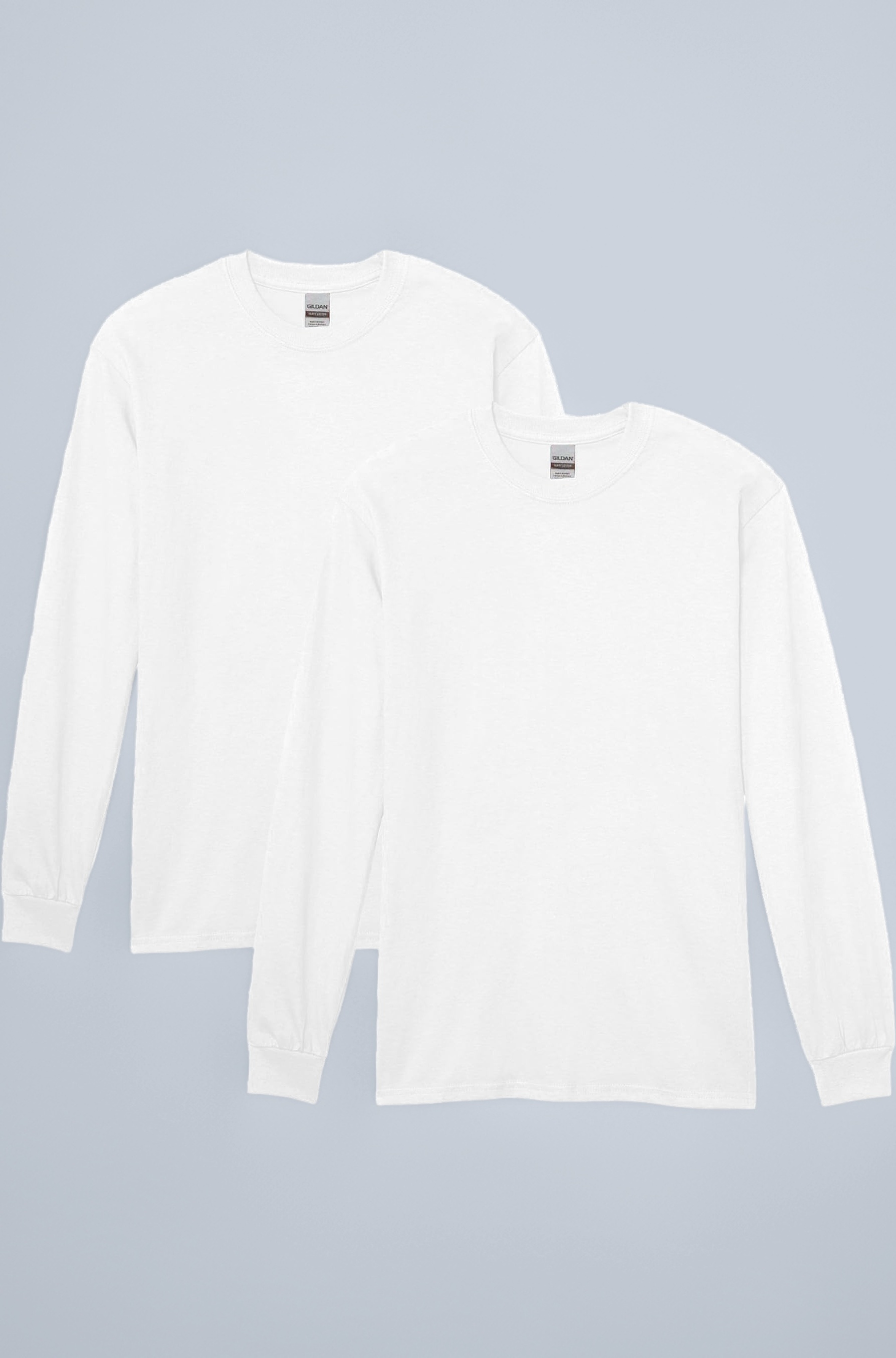 Men's Heavy Cotton Long Sleeve T-Shirt, Style G5400, 2-Pack, White, Medium