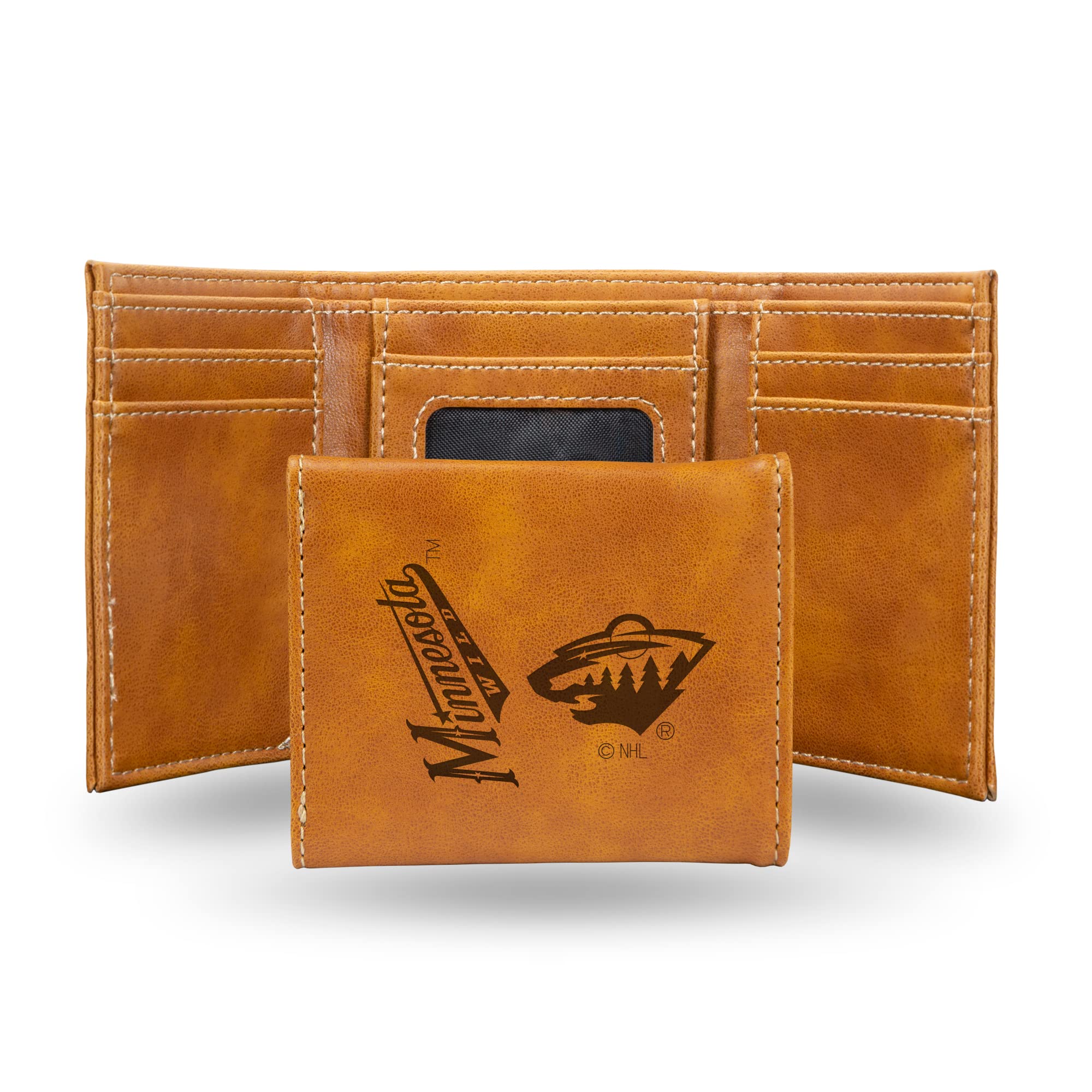 Rico Industries NHL Minnesota Wild Laser Engraved Brown Tri-Fold Wallet - Men's Accessory