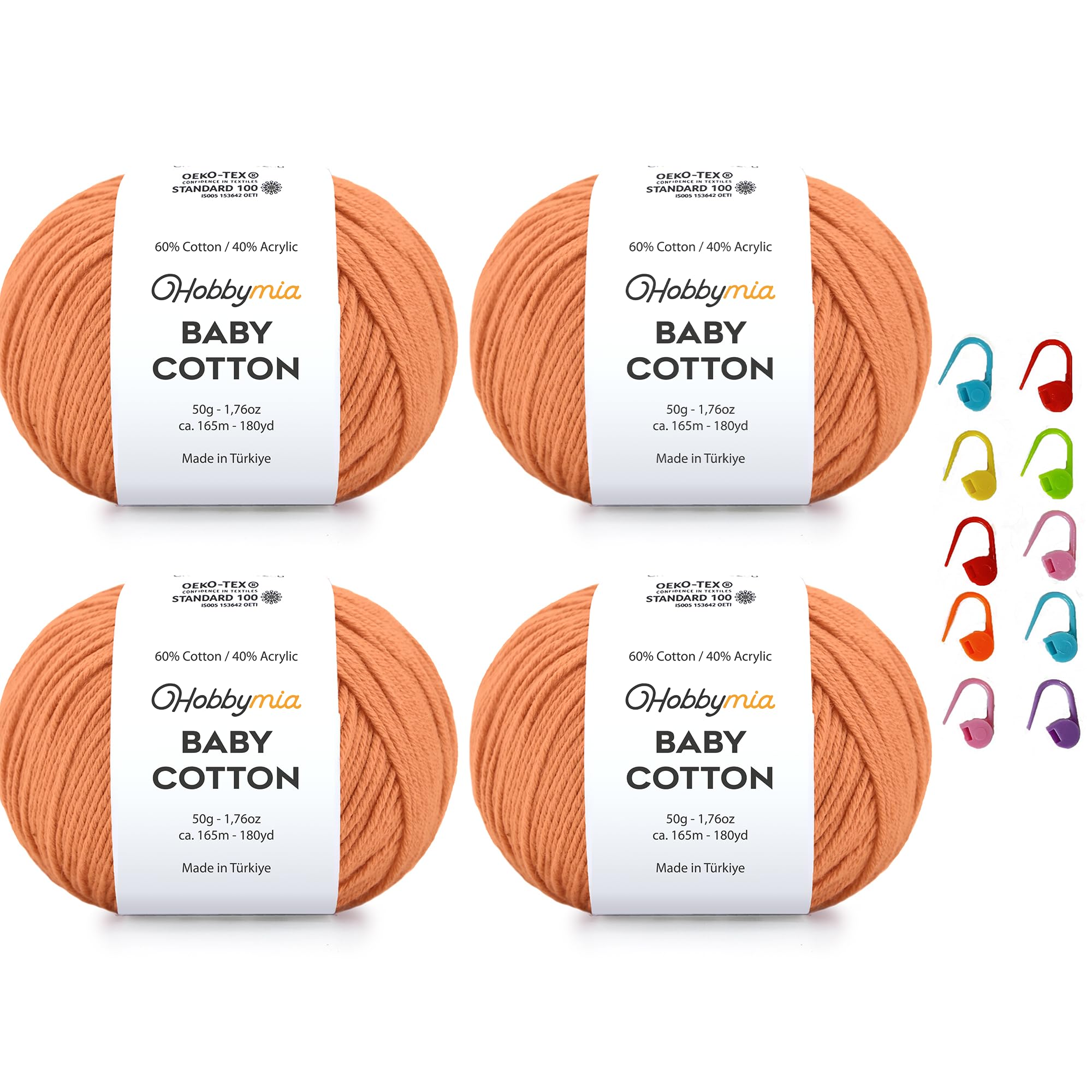 Baby Cotton Blend Yarn – Soft Sport Weight Yarn for Crochet & Amigurumi - 50g/180yds - 60% Cotton 40% Acrylic - Ideal for Baby & Knitting Proj.(Neon Green, 1 Ball) — view 114