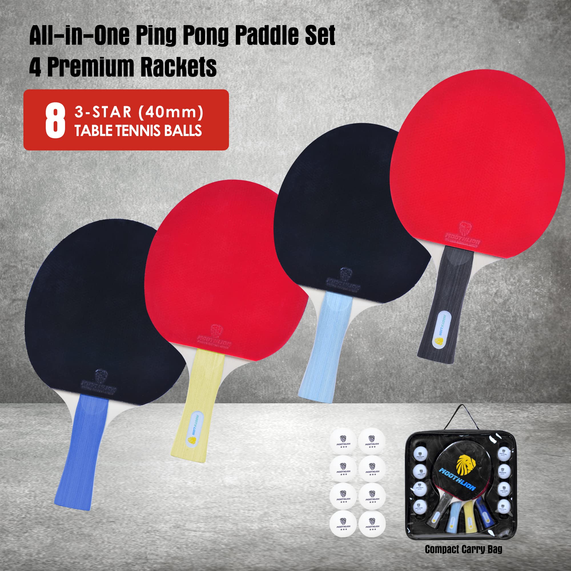 Ping Pong Table Tennis Paddles Set of 2 – Premium Paddles Kit with 2... Ping Pong Table Tennis Paddles Set of 2 – Premium Paddles Kit with 2...