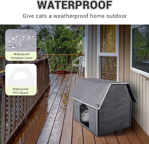 Miniatura 3 de MIU Color Casa para gatos al aire libre, grandes casas resistentes a la intemperie para gatos al aire libre, refugio aislado para gatos con