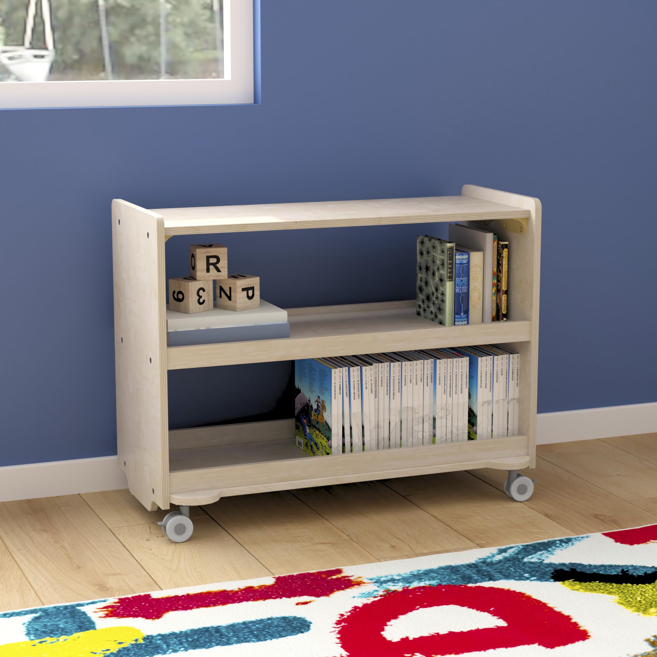 Flash Furniture MK-KE24107-GG Natural 3 Shelf Mobile Cart