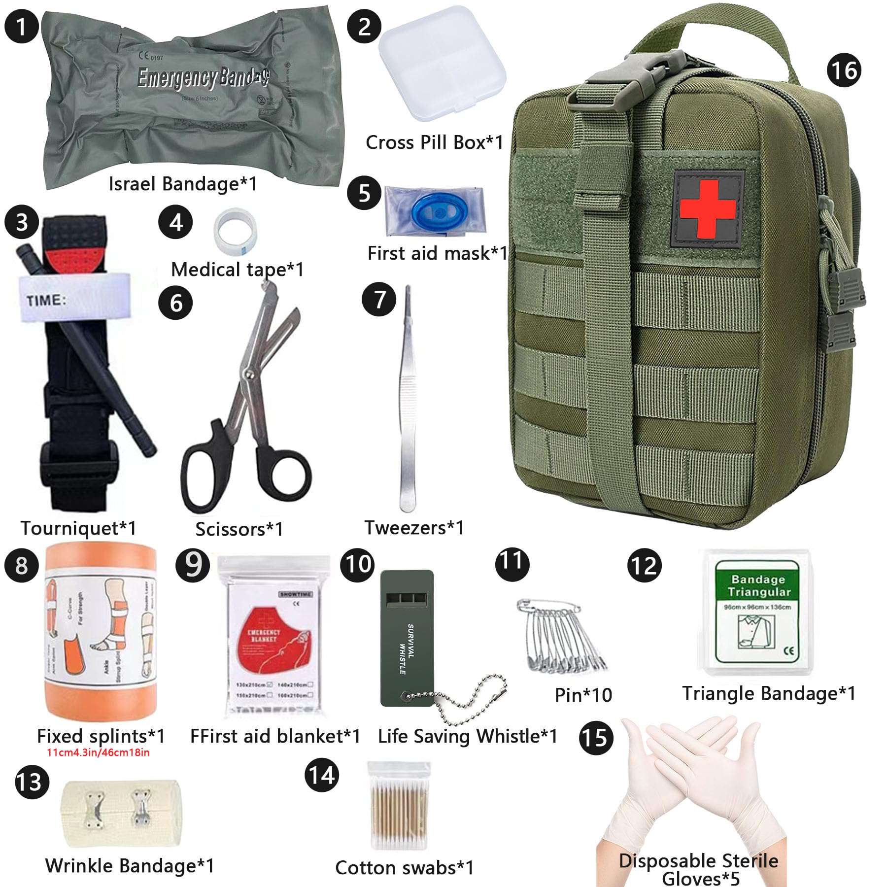 Erste Hilfe Set, Medizinische Taktische Tasche,Medizinische Tasche für Camping, Jagd, Wandern, Zuhause,Auto und Abenteuer,Trauma Kit,Military Combat Survival Everyday Carry Blutungskontrolle