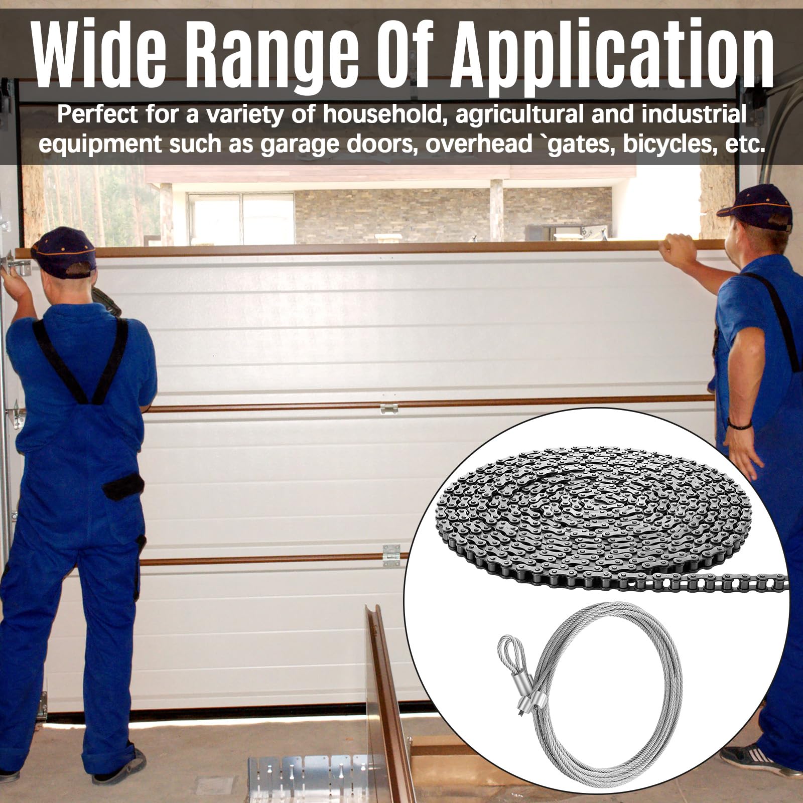 Tandefio #41 20 ft Roller Chain for Gate Openers with 2 Connecting Links and Cable Garage Door Opener Chain for Automatic Sliding Gate Extension Replacement Garage Hanger Door Karts — Amazon image 6