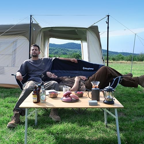 Miniatura 2 de KingCamp Silla de campamento para 3 personas, sofá biplaza resistente de gran tamaño de 660 libras para adultos, portátil, plegable, XL, sofá para 2