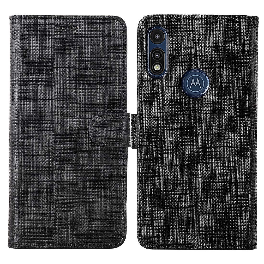 Feitenn Moto E Case 2020, Moto E Flip Case, Wallet Slim Thin Folio Cover Stand Credit Card Slots Holder Magnetic Closure Bumper TPU PU Leather Shockproof Shell Skin for Moto E 2020 / Moto E7 - Black