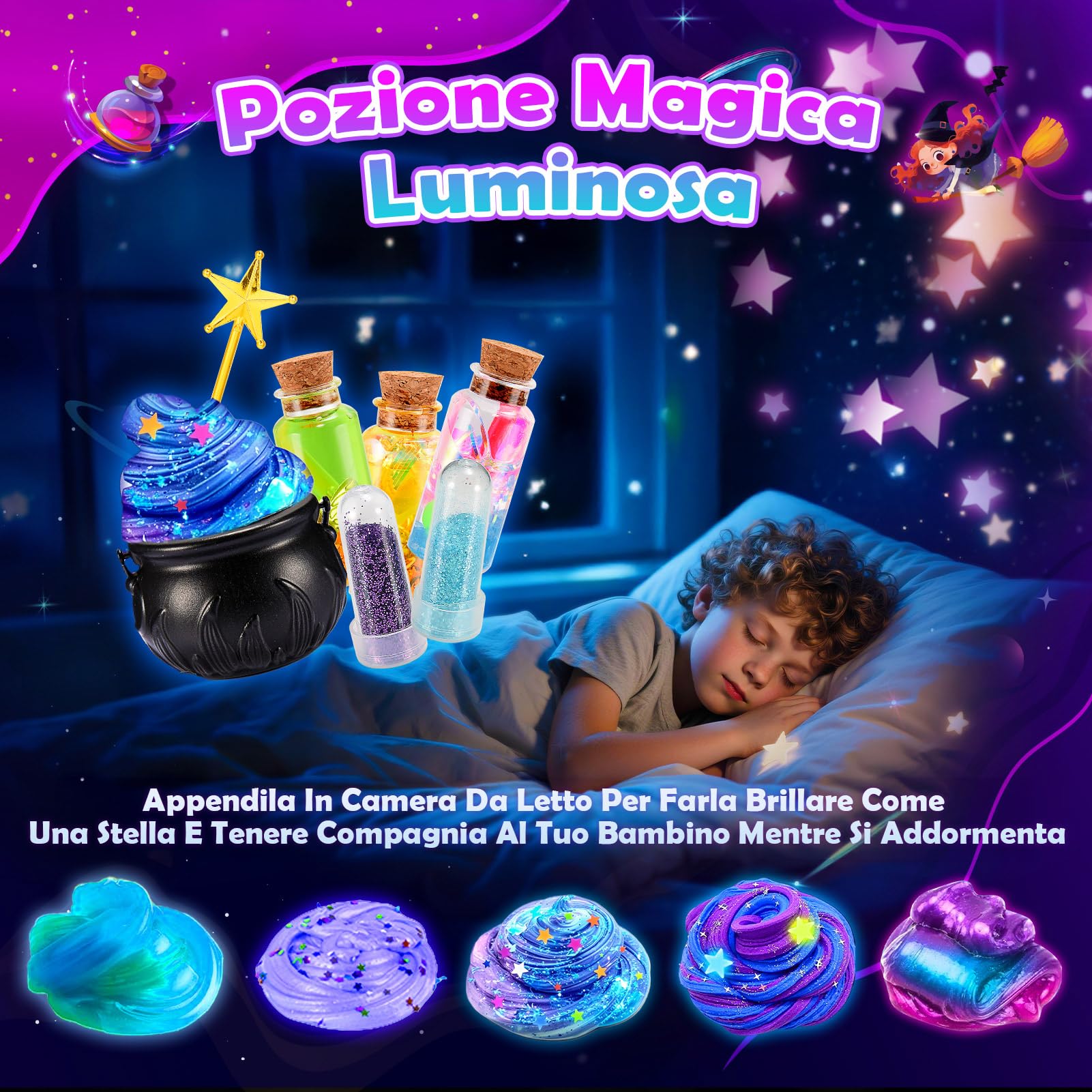 iKidiki Slime per Bambini 6 7 8 9 10 11 12 Anni, Giochi Bambina 6-12 Anni Femmina Galaxy Slime Fluffy Regalo Bimba 6-12 Anni Slime Kit Lavoretti Creativi per Bambini Pozioni Magiche Bambina Giocattoli