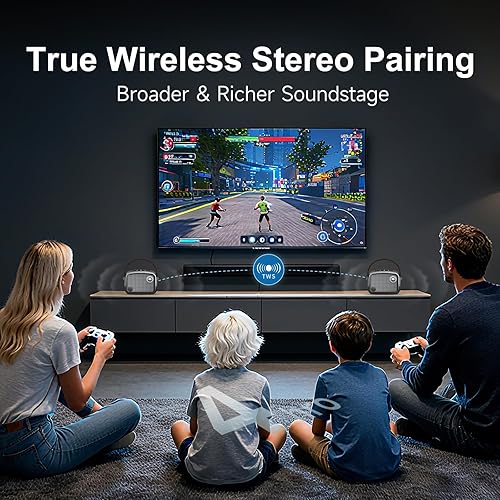 Miniatura 5 de Altavoz Bluetooth portátil de estilo vintage, marrón, diseño retro con rejilla de malla metálica, forma cuadrada compacta (marrón)