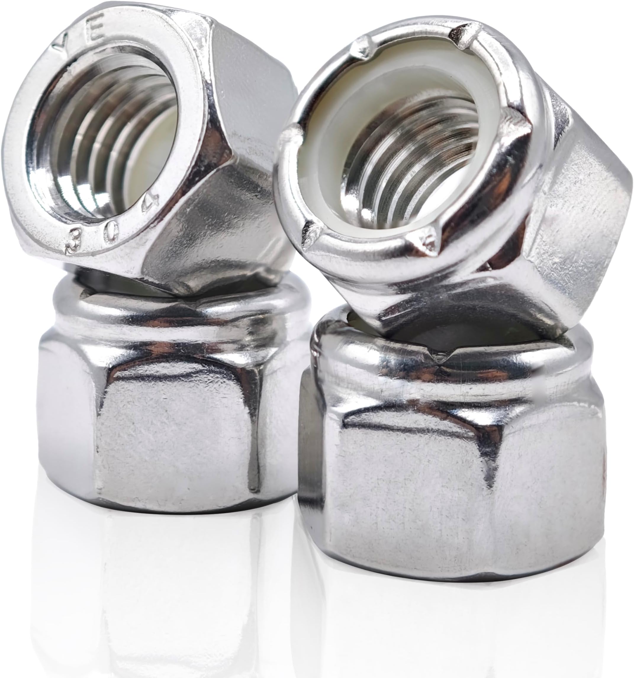 1/4"-20 Nylon Insert Lock Nuts 30pcs SAE 304 Stainless Steel Nylon Locknuts Hex Lock Nuts Reusable Anti-Loose Corrosion-Resistant for DIY Home Automotive Industrial