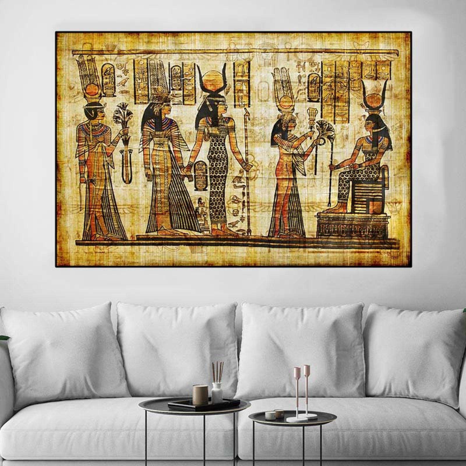 Amazon.co.jp: アフリカ古代エジプト女性キャンバス壁アート絵画