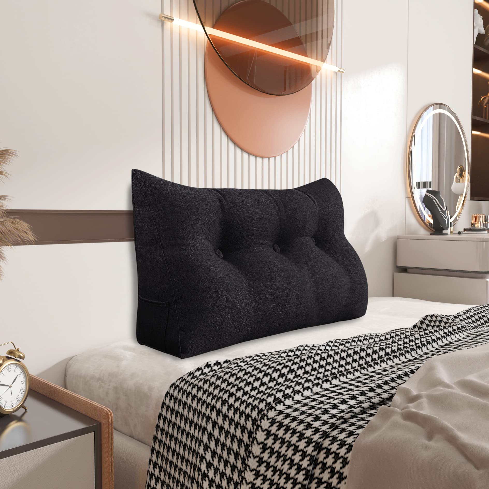 Johnear Rückenkissen als Bettkopfteil Rückenkissen Bett Dreieckiges Lesekissen Rückenlehnkissen Lendenkissen Bücherkissen Kopfenden Stützkissen für Bett Sofa