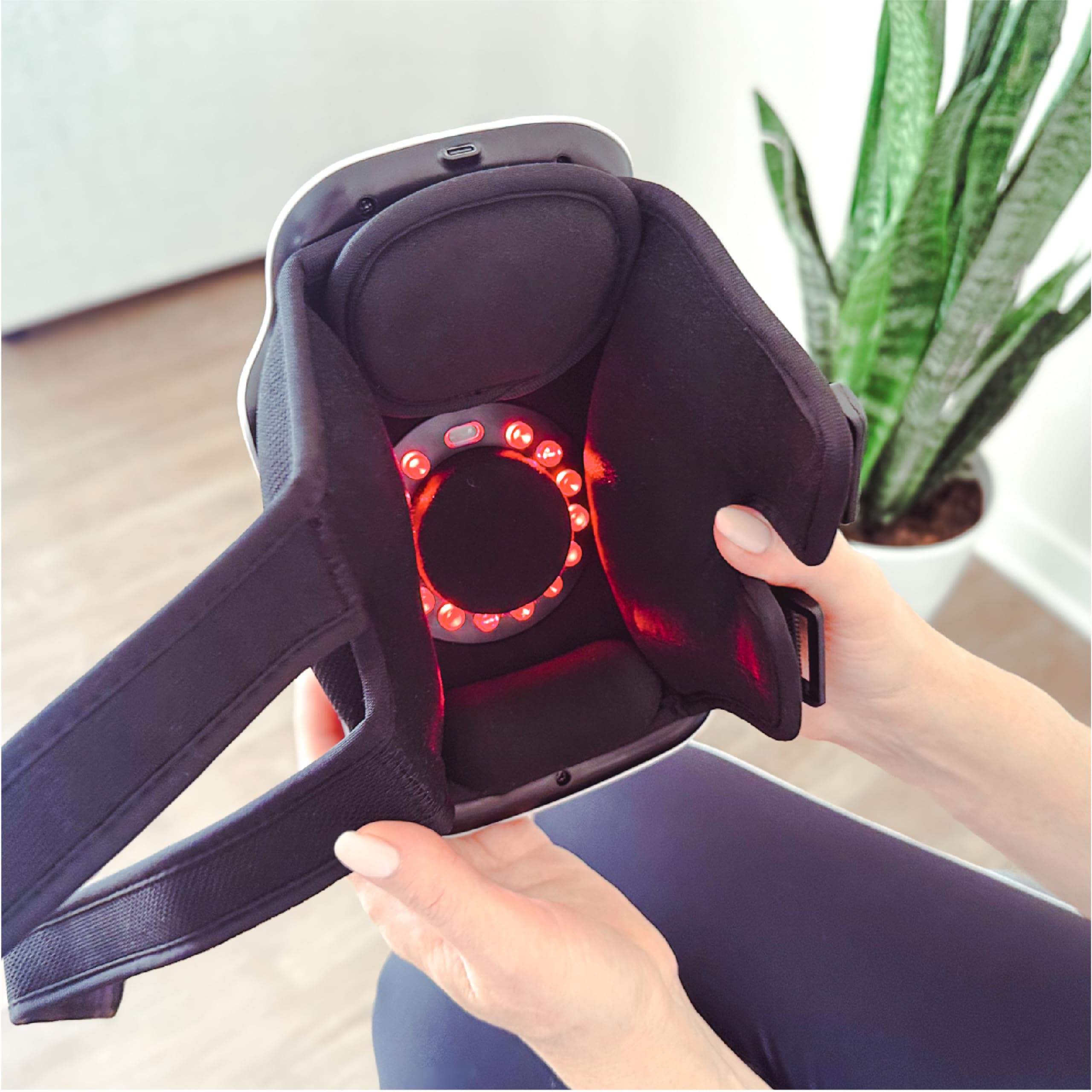 PhysioFlex - Masajeador de articulaciones inalámbrico, para rodilla, hombro y codo, 3 niveles ajustables de calor y vibración, terapia de luz roja, pantalla táctil LED, alivia el dolor en las
