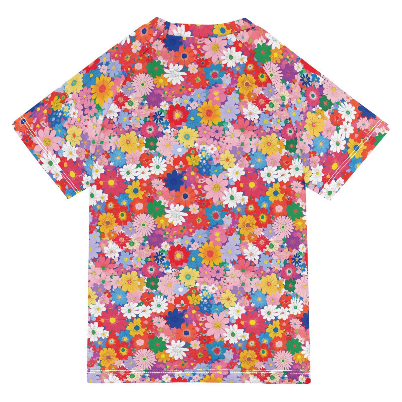 KLL Bathing Suit Girls Short Sleeve Rash Guard Boys 4T Parents' Day Beautiful Flowers