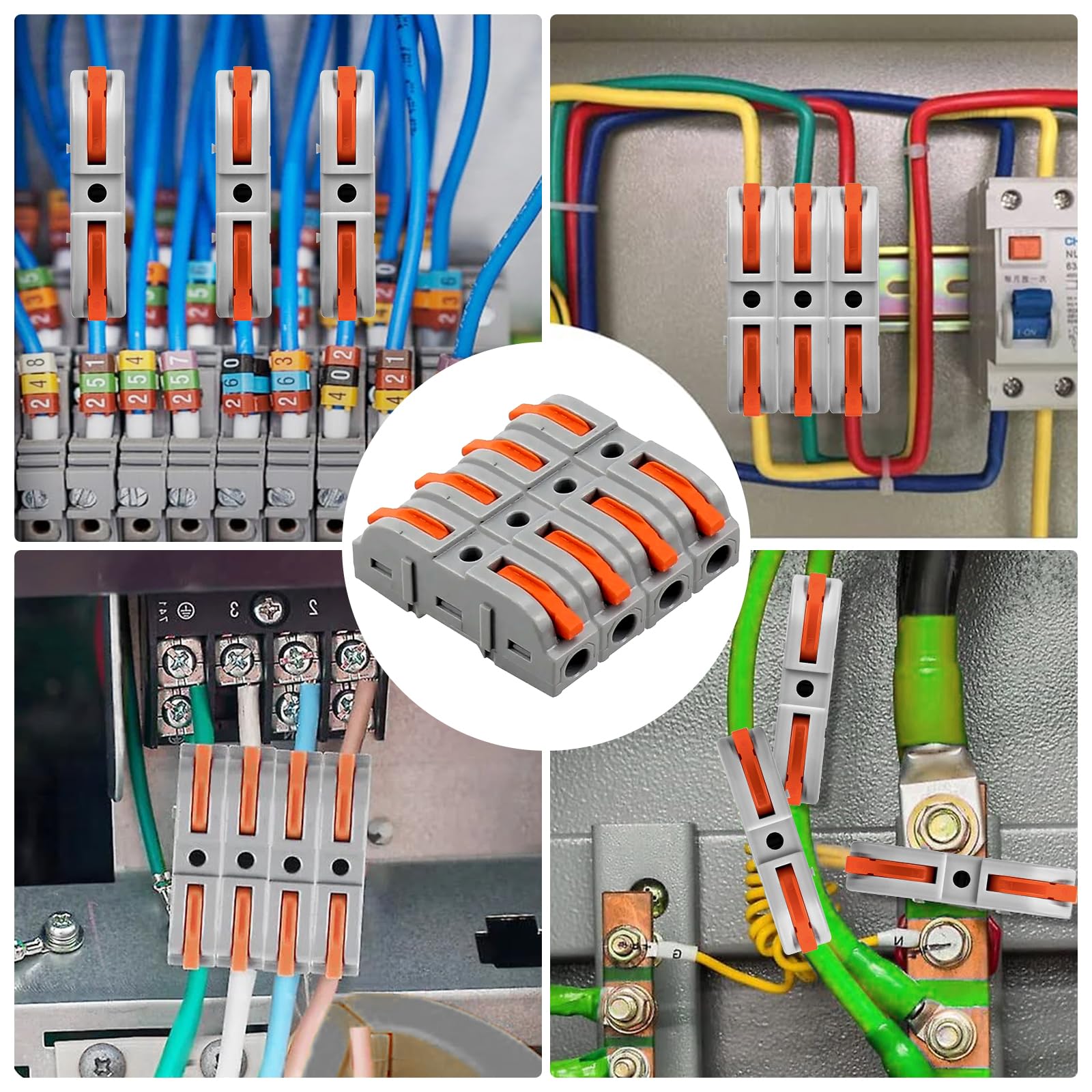 50 Piezas Conectores Electricos Rapidos, SPL-1 Clemas Electricas con Palanca, Fichas de Empalme Electrico en Línea 28-12 AWG Pueden Combinar Libremente SPL1-5, Acoplamientos de cable