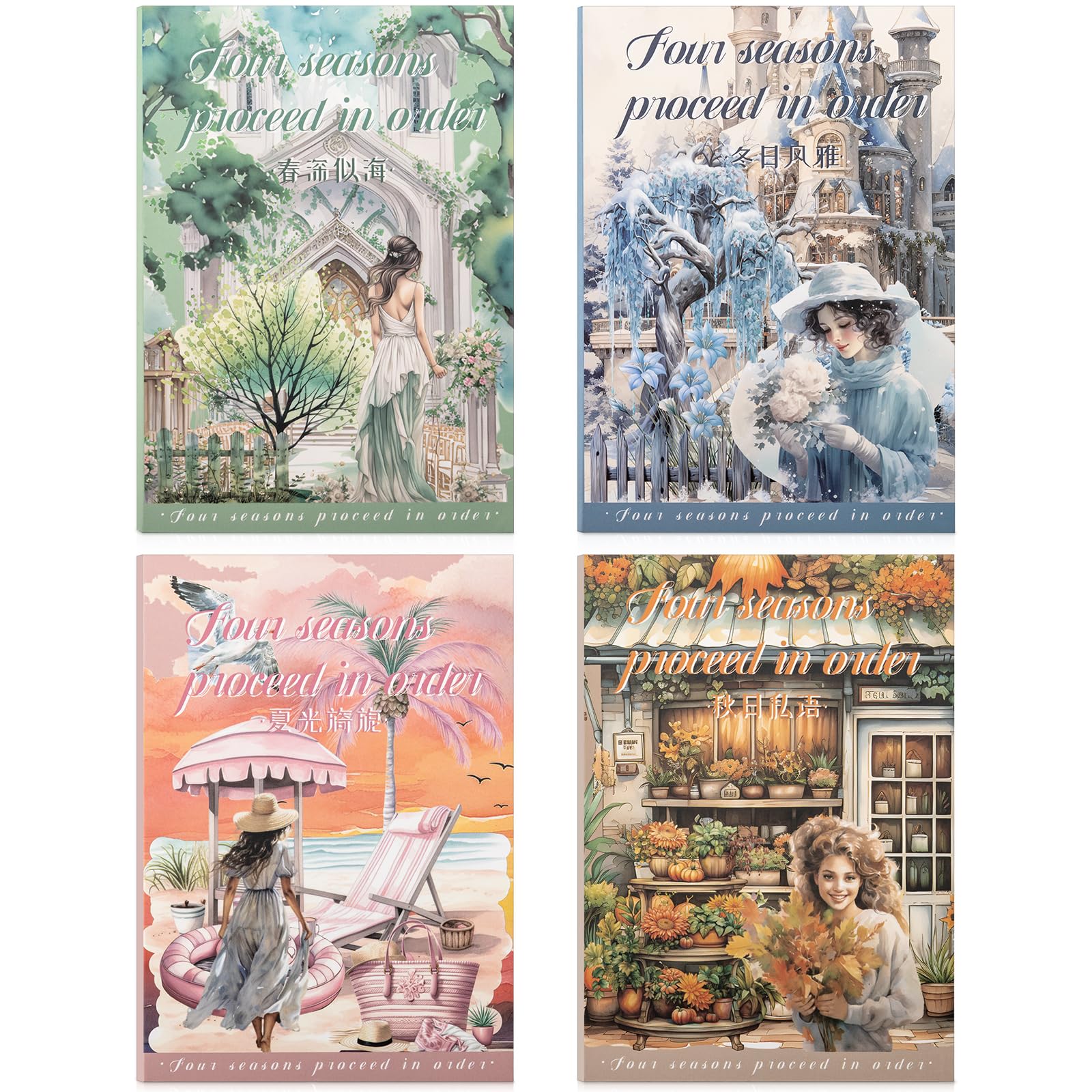 Uideyvi Four Seasons Style Stickers Scrapbooking Supplies for Junk Journal, Four Sticker Books, 80 Sheets PET Stickers โ image 1