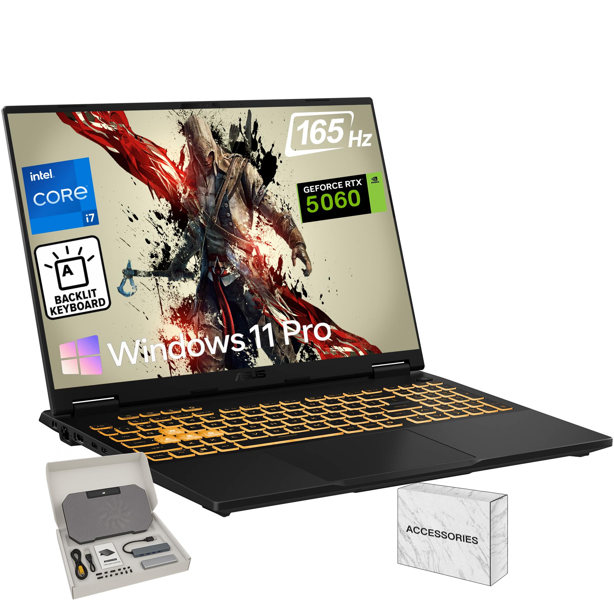 ASUS TUF F16 Gaming Laptop, NVIDIA GeForce RTX 5060, 14 Gen Intel 16-Core i7-14650HX, 16" FHD+ 165Hz Display antiriflesso, tastiera retroilluminata, 64GB DDR5 RAM, 1TB SSD, Win 11 Pro, WiFi 6E, con