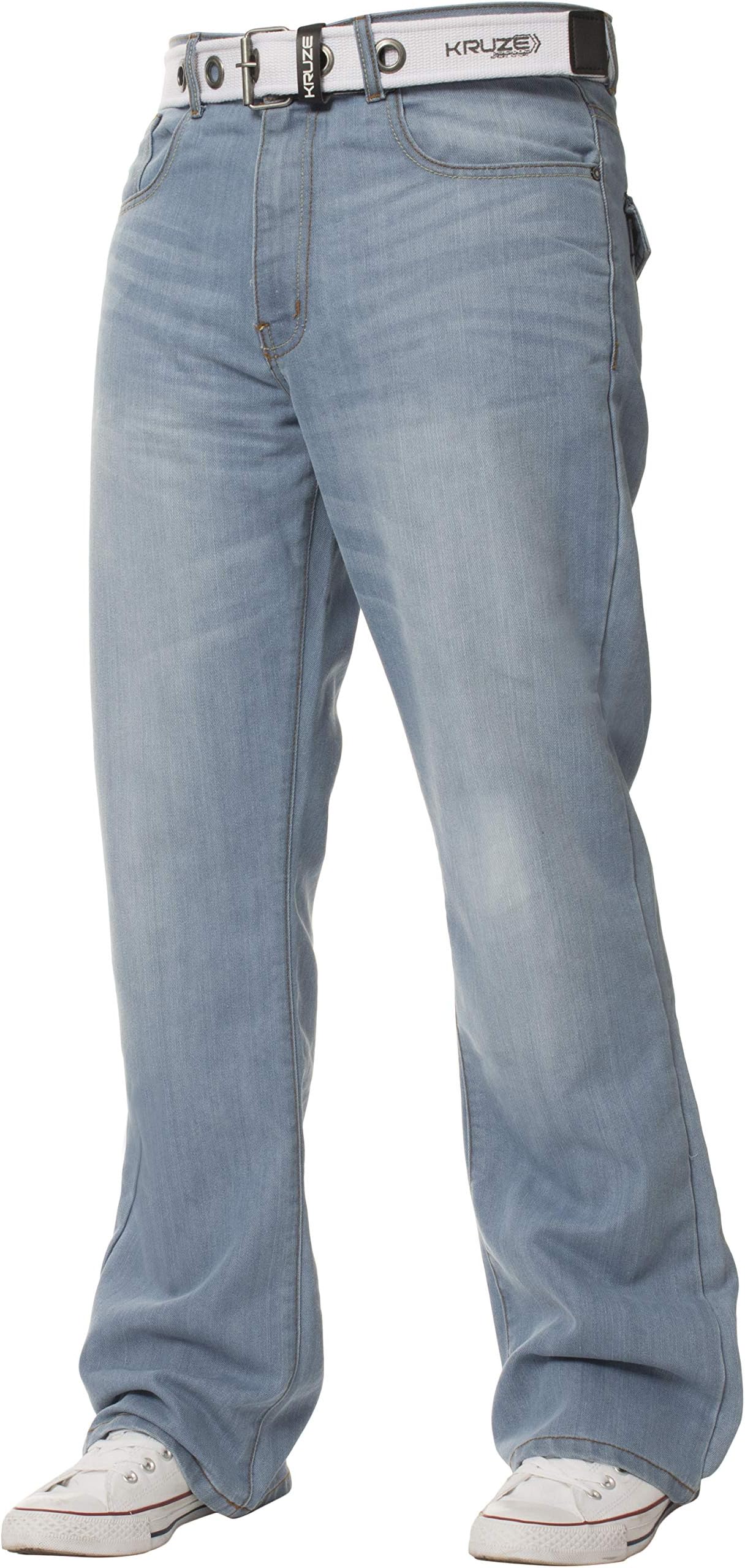 Kruze Mens Bootcut Jeans Flared Wide Leg Denim Pants King Big All Waist Sizes