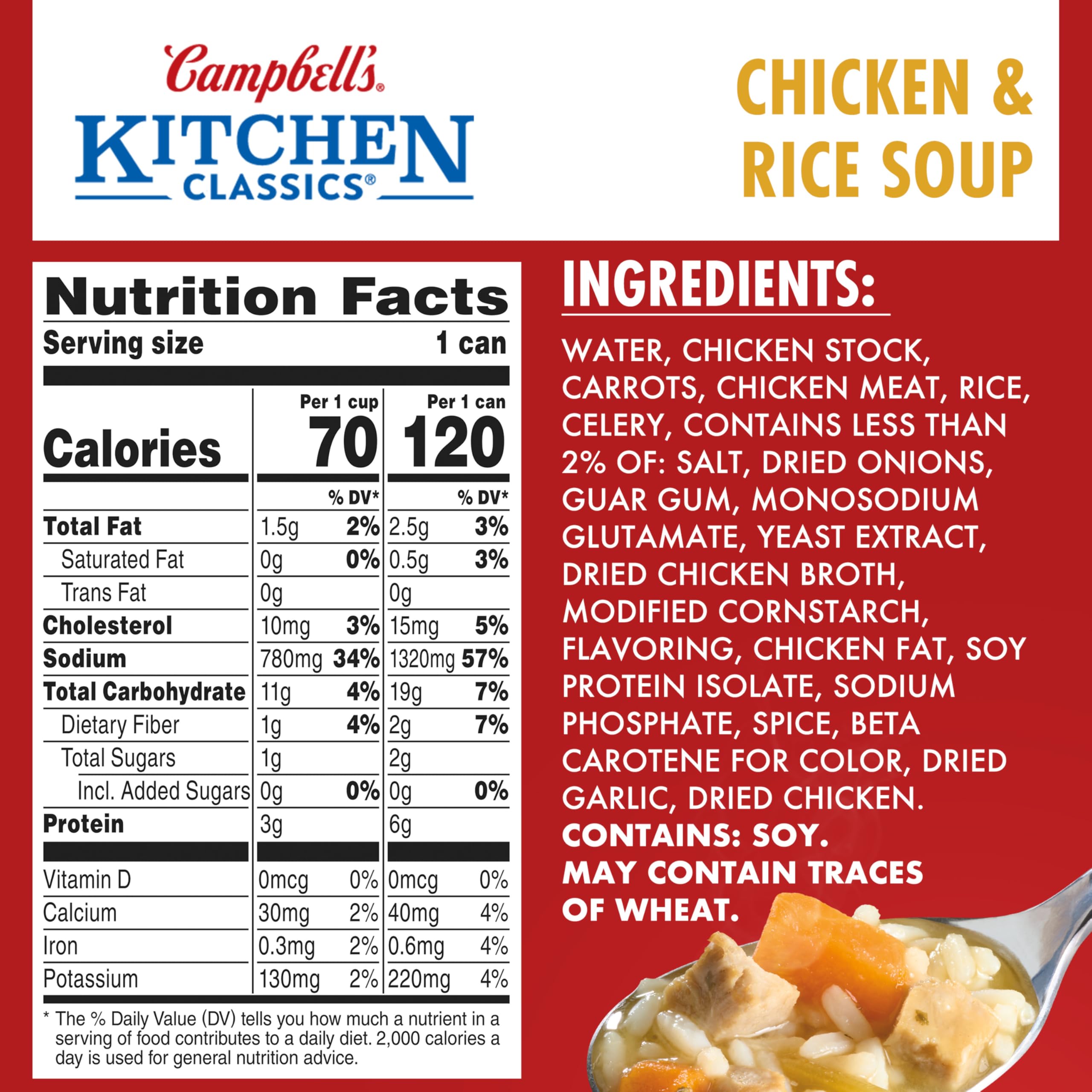 Campbell's Kitchen Classics Chicken and Rice Soup, 14.5 oz. Can (12 Pack)