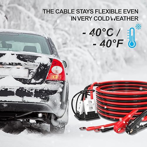 Miniatura 5 de Cables de puente 800A de calibre 1, 30 pies, cables de refuerzo resistentes con abrazaderas de conexión rápida para camión, SUV, camioneta