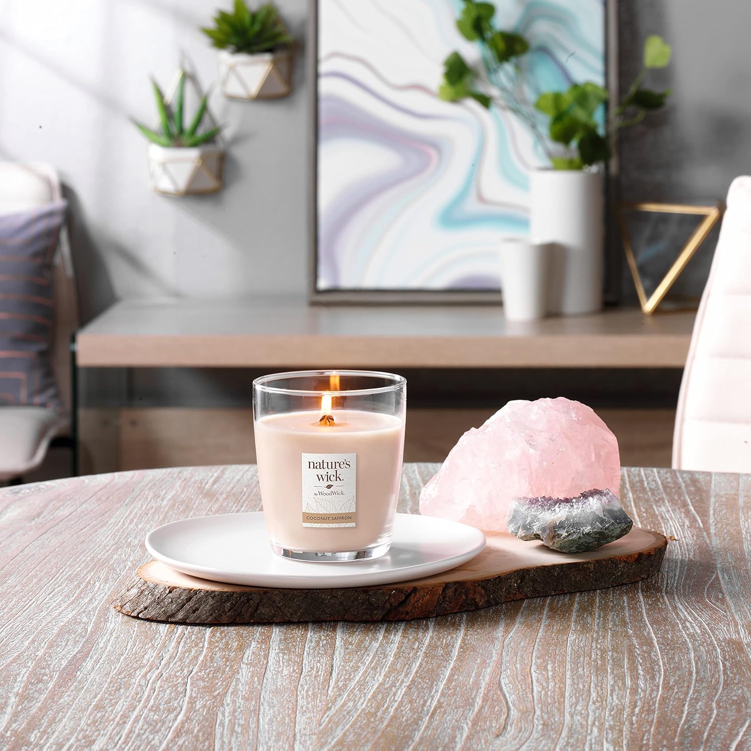 Coconut Saffron Scented Jar Candle with Wooden Lid