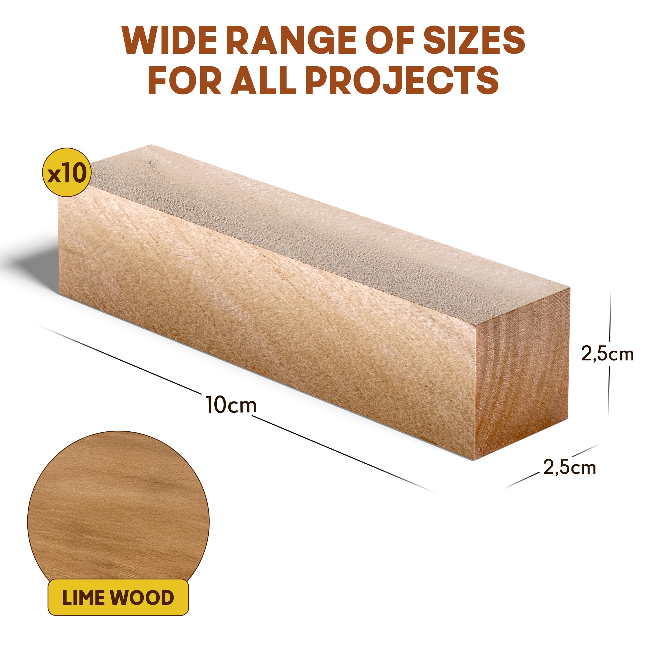 Eli Linden Carving Wood, Pack of 10 Wooden Blocks, Which Basswood for Carving or Turning, Carving Template - Image 2