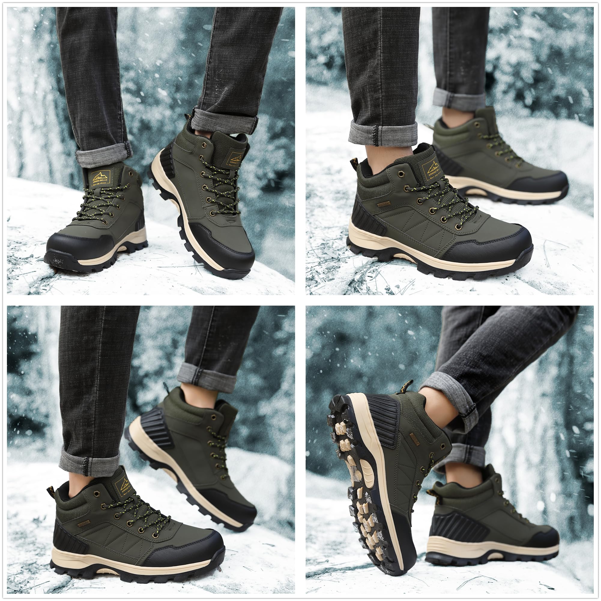 ARRIGO BELLO Botas Hombre Invierno Botines Montaña Cálido Antideslizante Trekking Nieve Zapatos Talla 41-46