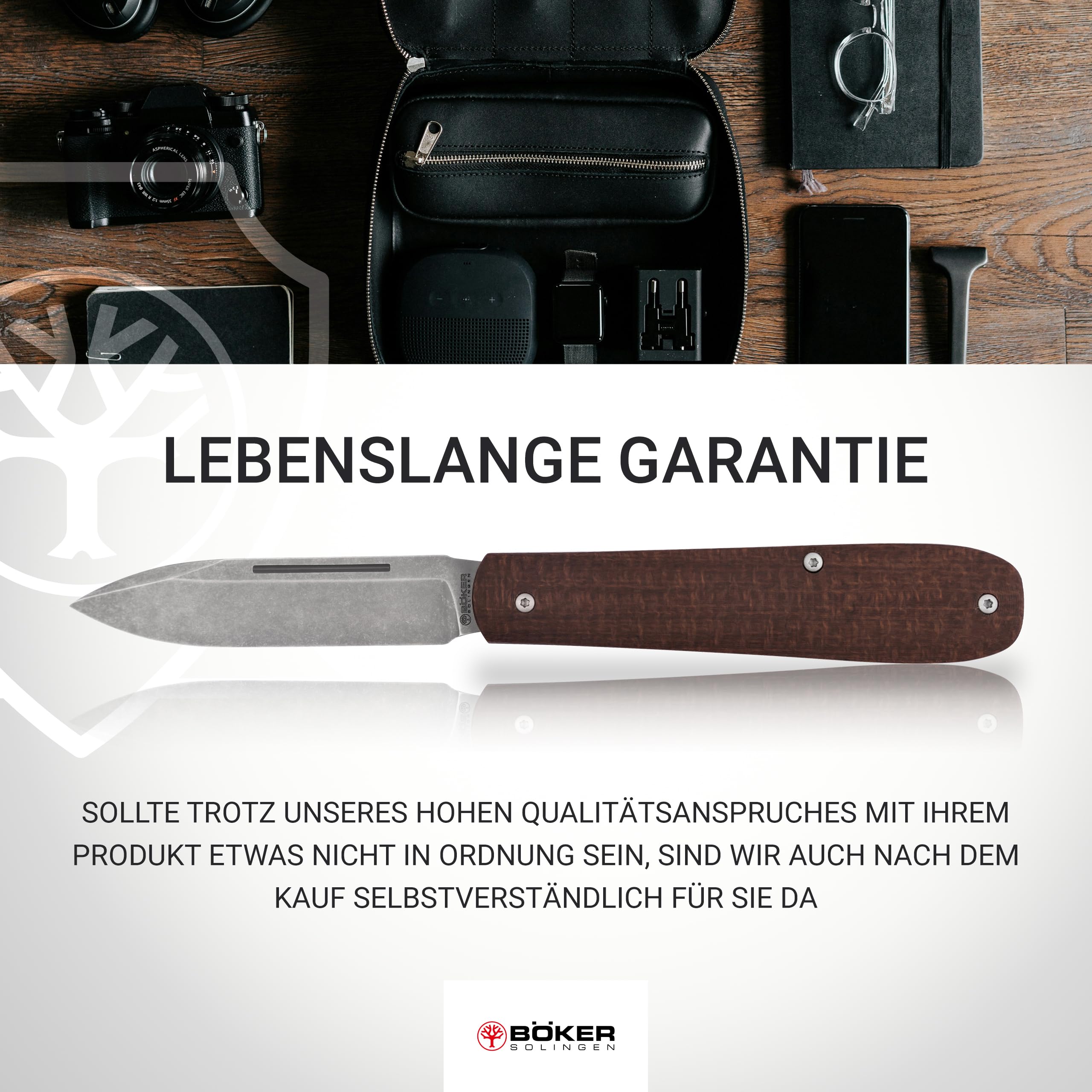 Böker SOLINGEN® Coffin Jute Micarta - handgefertigtes Taschenmesser 42a konform - EDC Zweihandmesser mit extra scharfer 8 cm MagnaCut Klinge - Premium Slipjoint Klappmesser mit Micarta Griff & Etui