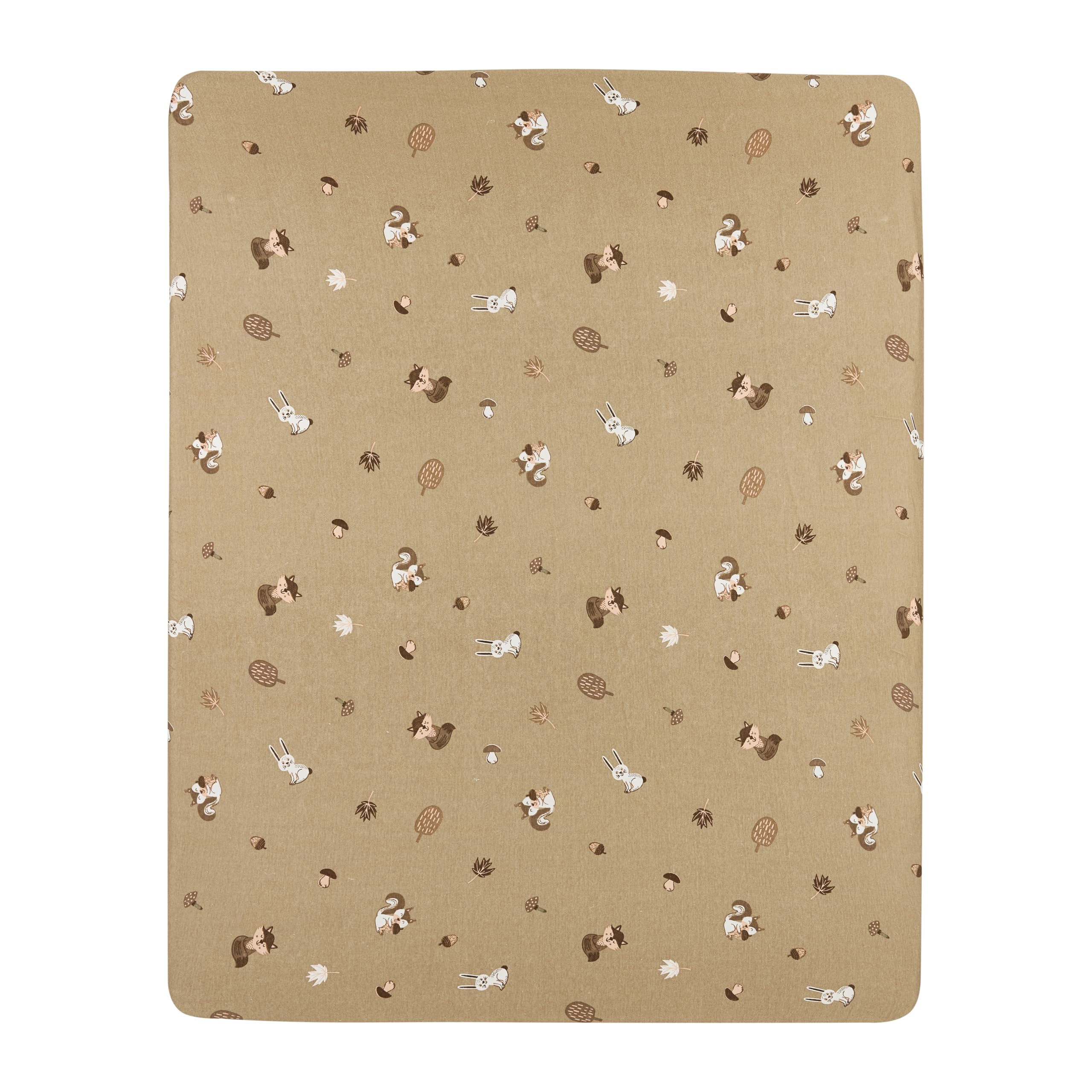 Meyco Baby Fitted Sheet for Playpen Mattress, 75 x 95 cm, Jersey Fitted Sheet, 100% Cotton, Oeko Tex Certified, All-Round Elastic, Breathable, Forest Animals, Sand