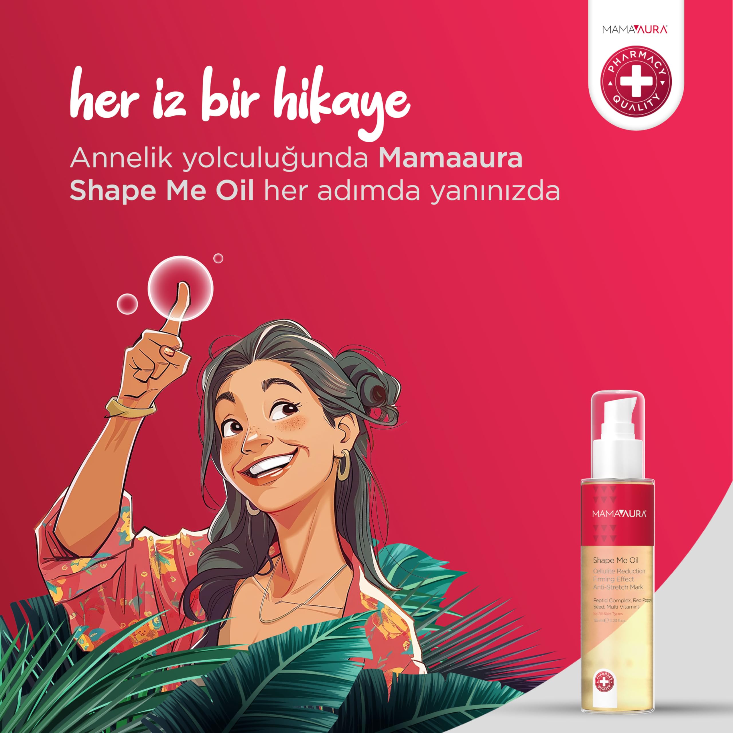 Mamaaura Shape Me Oil, Doğum Sonrası Sıkılaştırıcı Çatlak ve Selülit Bakım Yağı, 125 ml (3 paketi)