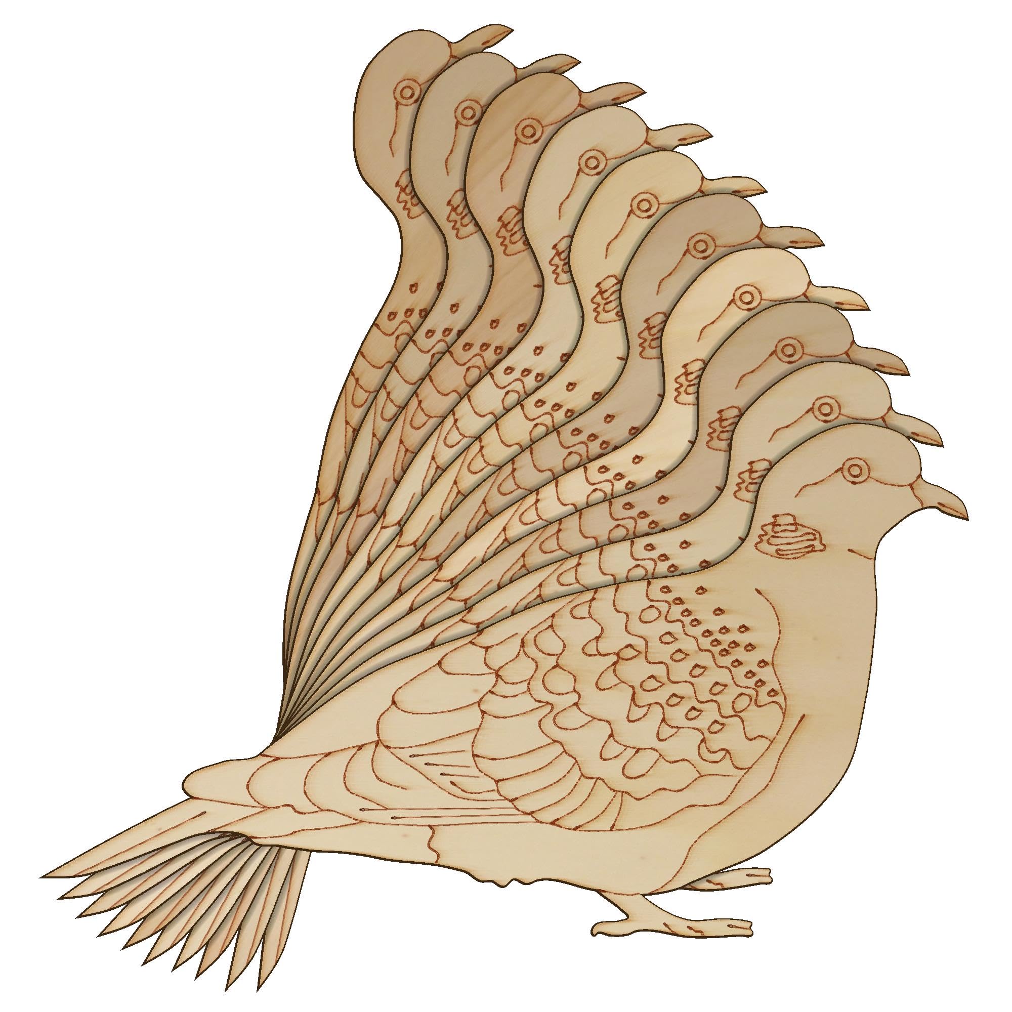 10x Wooden Turtle Dove Side on Craft Shape 3mm Ply Birds Shape(20 x 36cm,No Hole)