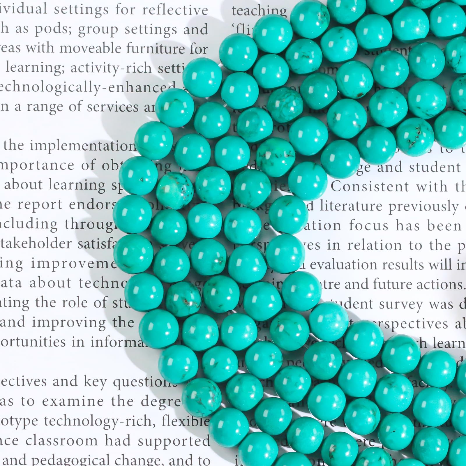Ouubuuy 60pcs Green Turquoise 6mm Round Crystal Beads for Jewelry Making, 6 mm - Image 2
