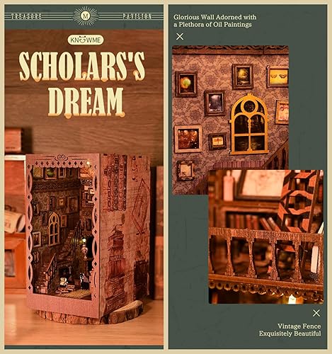 Miniatura 3 de Flever Kit en miniatura para casa de muñecas, decoración de rincón de libros en miniatura, rompecabezas de madera 3D, sujetalibros ensamblados