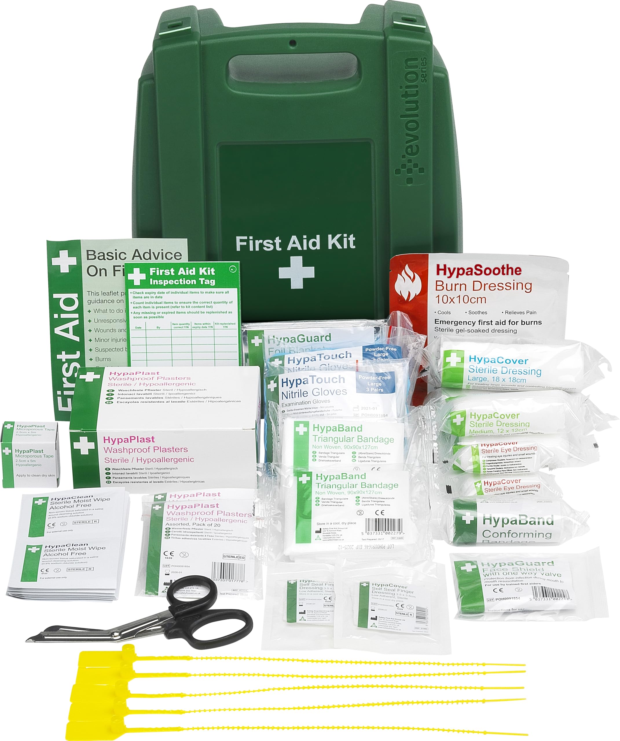 Safety First Aid Group Workplace First Aid Kit British Standard (Small 1-25 Persons) Wall Mountable with Inspection Tags and Extra Plasters